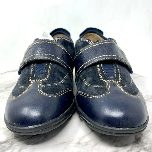 Softspots Navy Suede/Leather Comfort Sneakers 8.5 Wide Casual Sporty - Picture 4 of 12